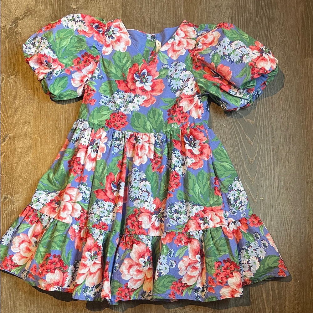 Janie and Jack Blue Floral Puff Sleeve Dress